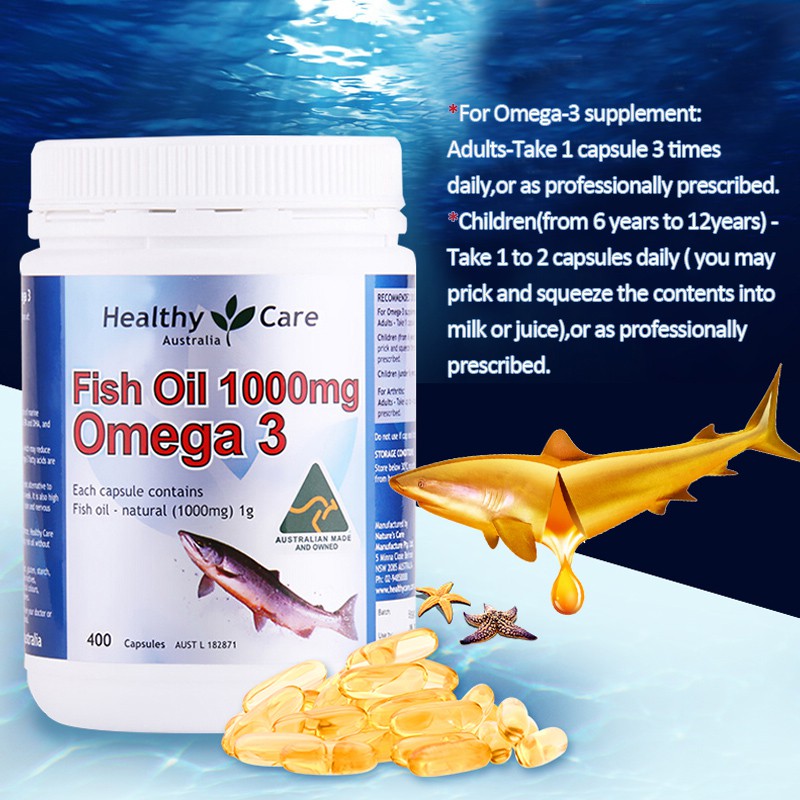 Viên uống dầu cá tự nhiên Fish Oil Healthy Care Omega 3 1000mg 400 viên